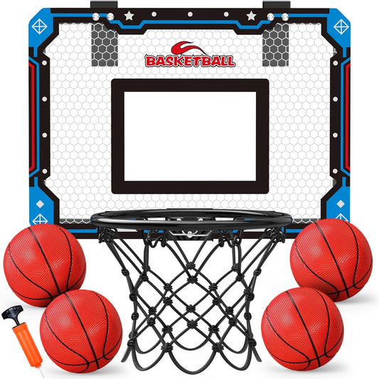 Basketball Hoop for Kids, over the Door Mini Basketball Hoops, Indoor Basketball Set for with 4 Balls, Kids Basketball Toy Gifts for Kids Boys Teens