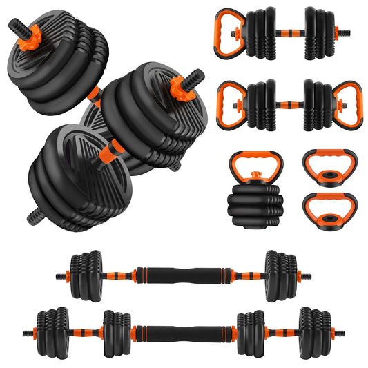 Adjustable Dumbbells, 55Lbs Free Weight Set with Connector, 4 In1 Dumbbells Set Used as Barbell, Kettlebells, Push up Stand, Fitness Exercises for Home Gym Suitable Men/Women