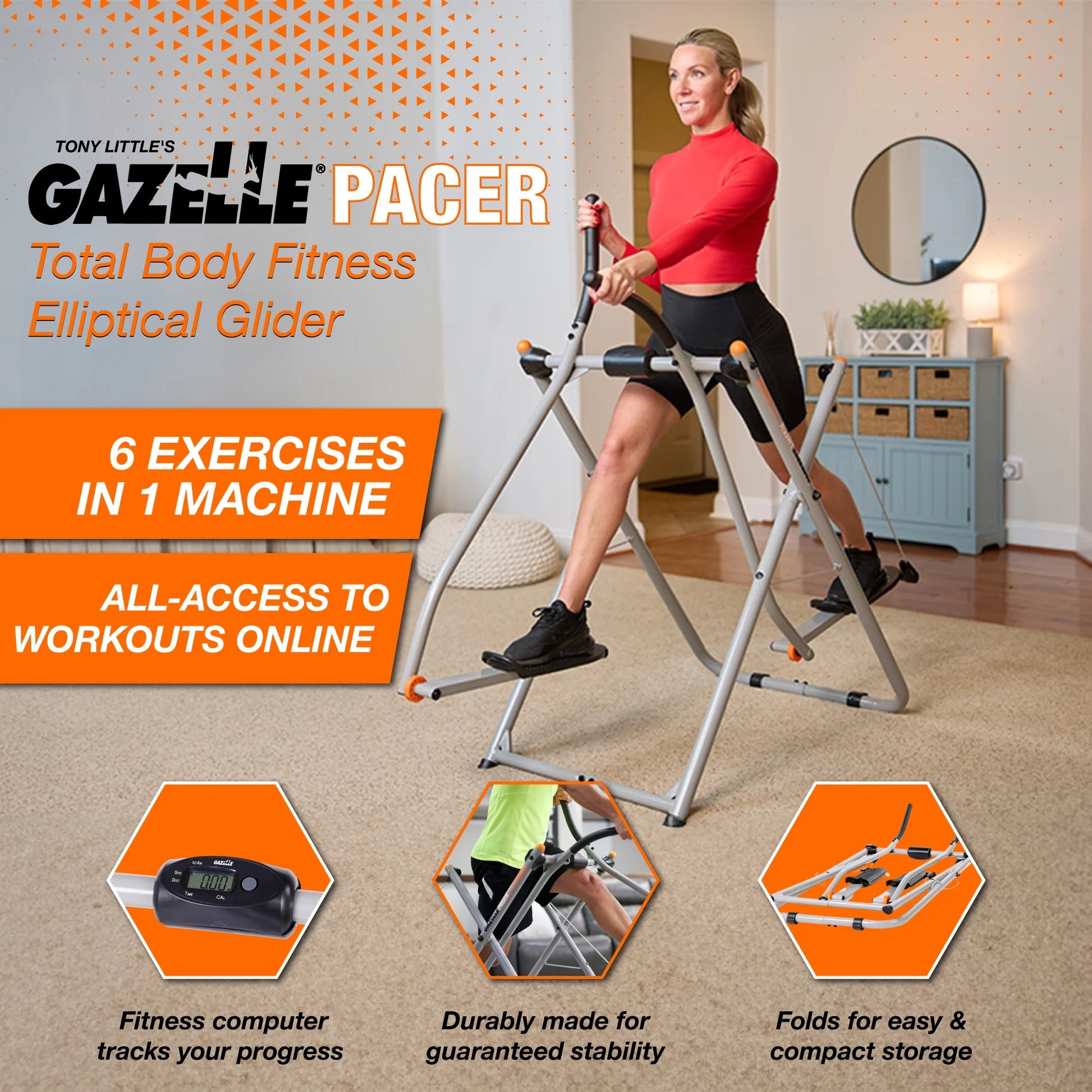 Tony Little Pacer Total Body Home Exercise Elliptical Glider